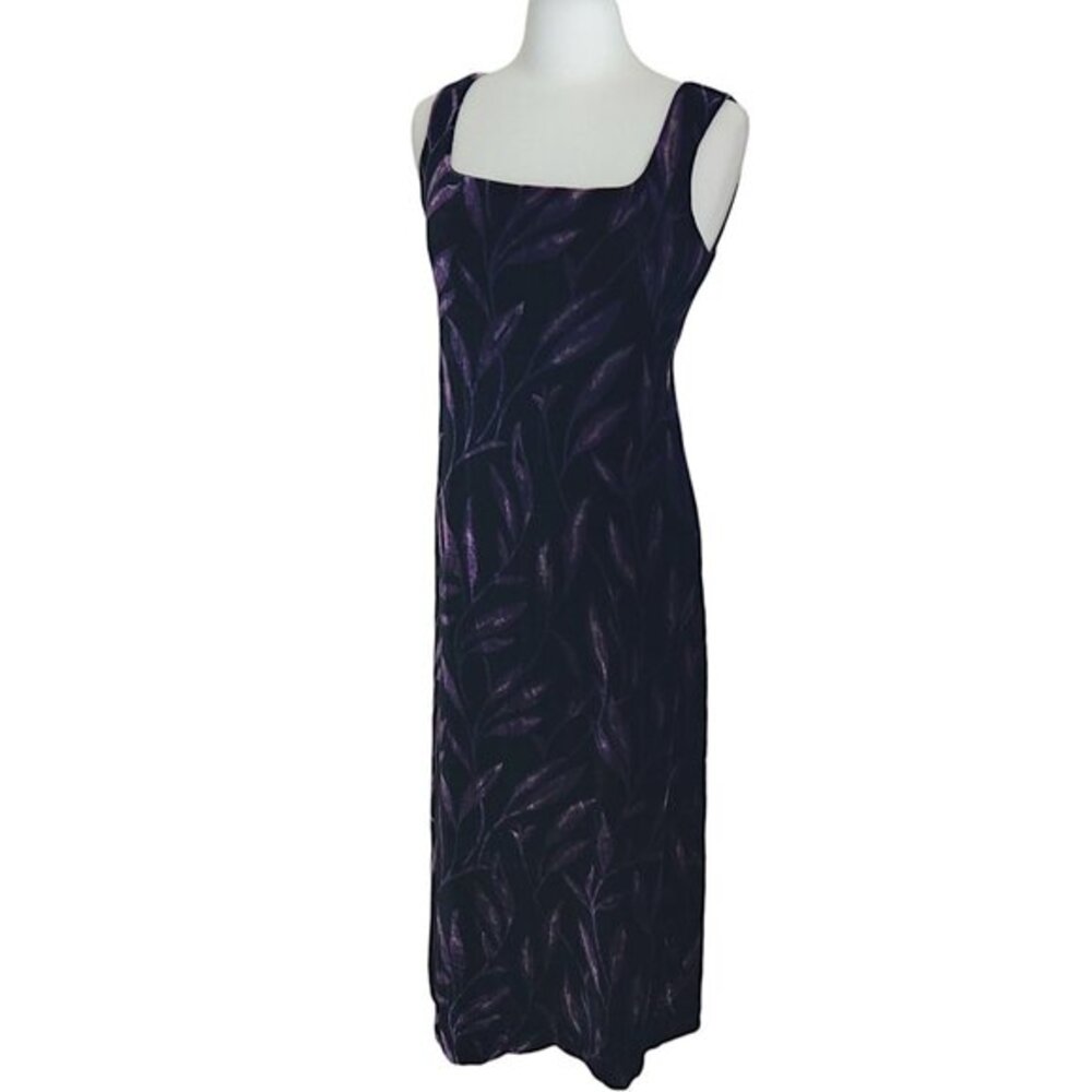 Whimsigoth Velvet Floral Maxi Dress Womens 2 Small Silk Purple Fairy‎ Sleeveless